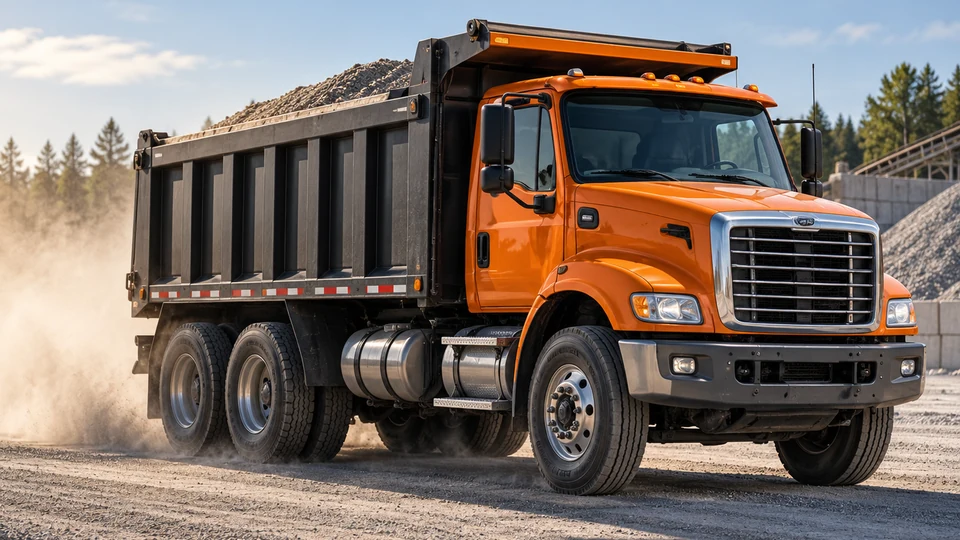 Dump truck at a hauling site